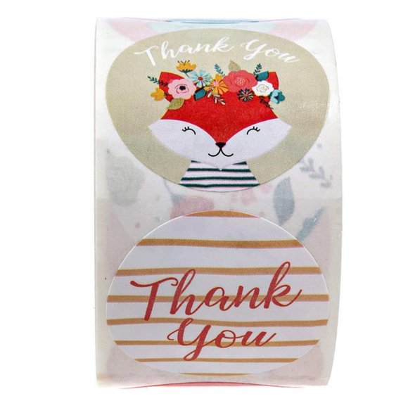 500 boho chic animals thank you wafer stickers - Picture 6 of 7